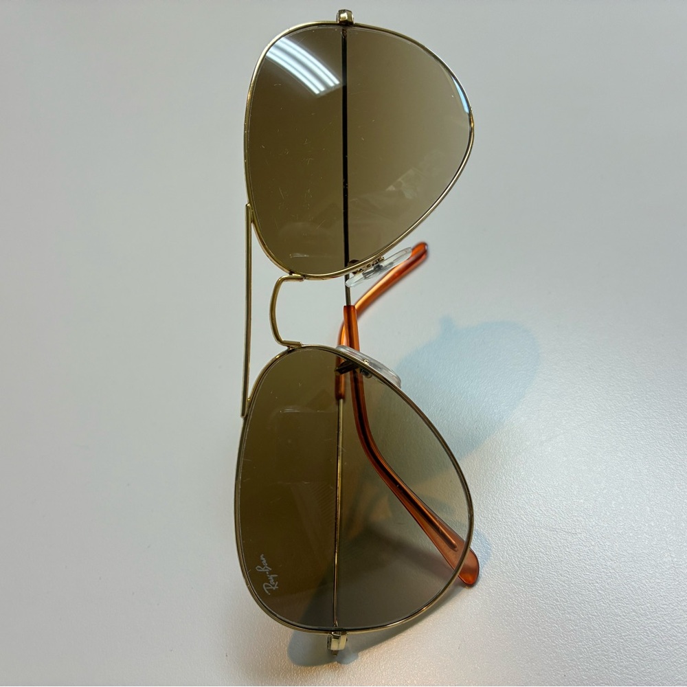 Ray-Ban Gold and Brown Aviator Sunglasses Authentic